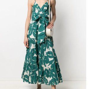 Alessia Santi Green Floral-Print Midi Dress